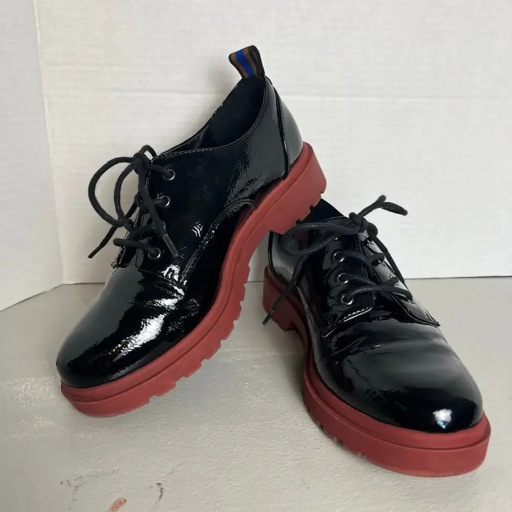 Mix No 6 Black Patent Platform Oxfords Size 7